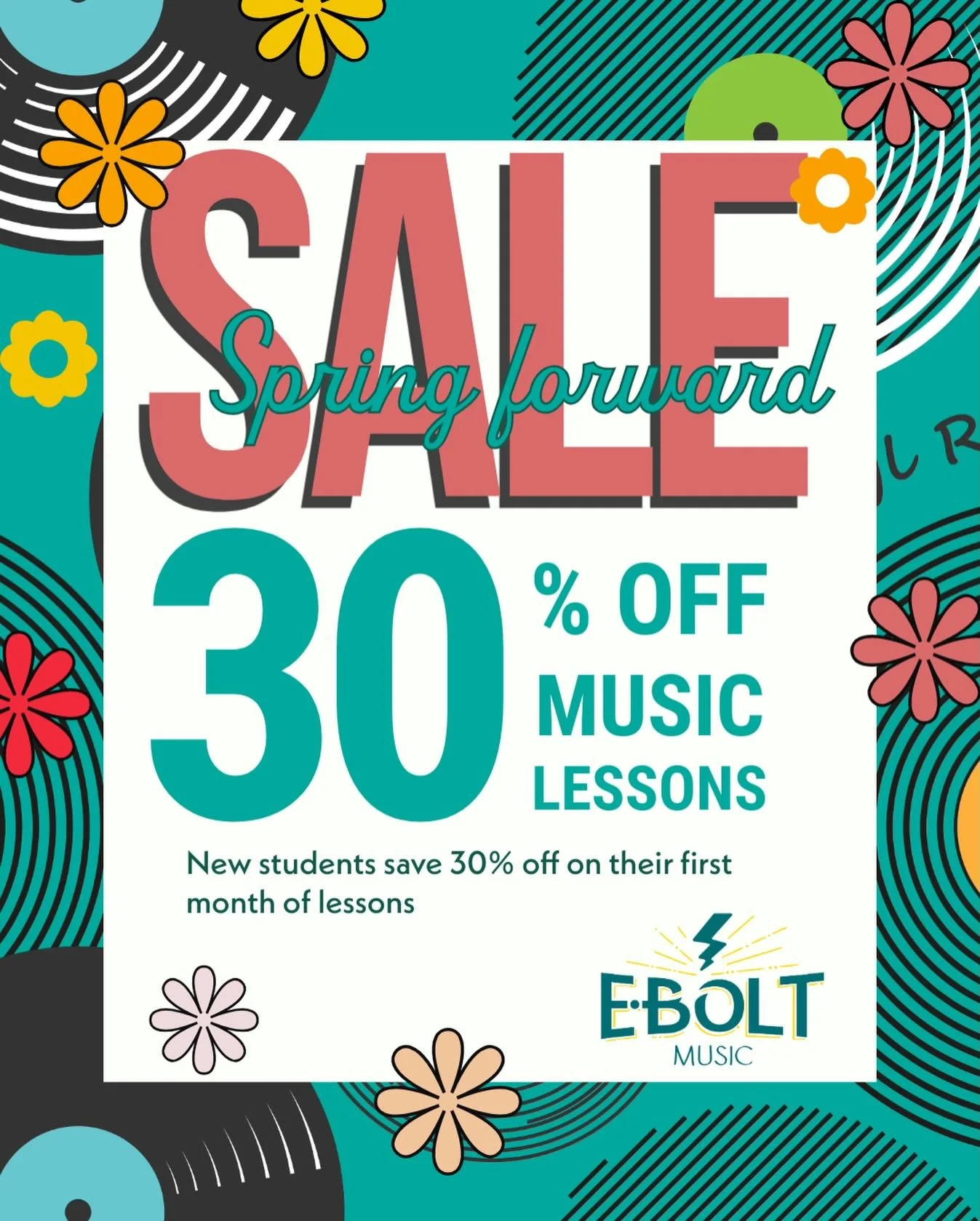 We&rsquo;re feeling soooo ready for spring and thought we&rsquo;d get a head start with a feel-good springy sale for new students!  Visit eboltmusic.com to register, or shoot us a DM!  #ShareMusicShareLife