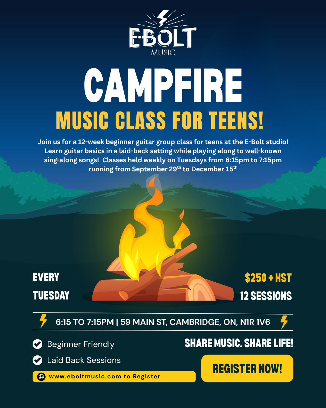 Campfire Music Lessons - Fall Semester