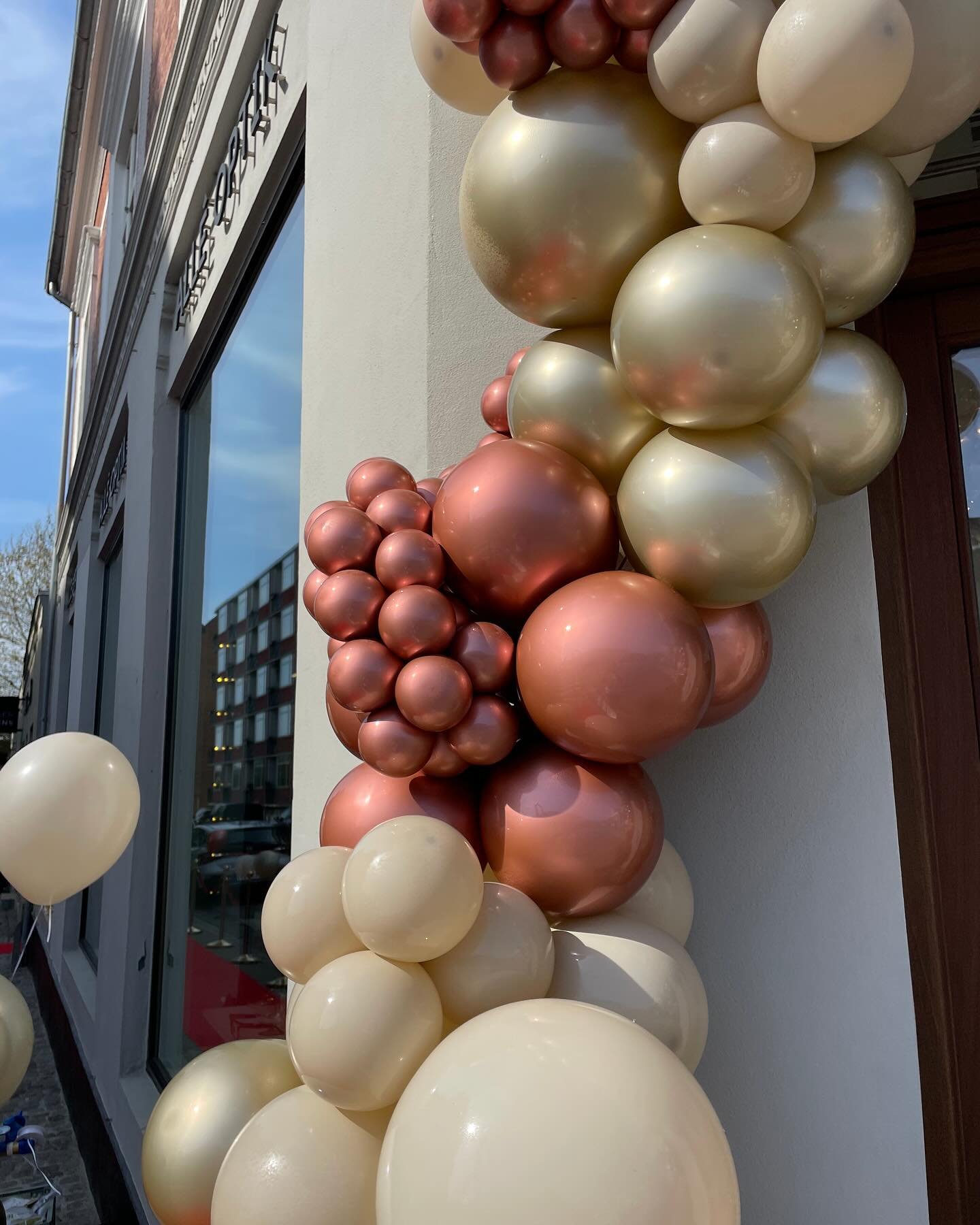 Vi er stadig ret vilde med den super shiny organiske ballondekoration, som vi leverede til @alle.optik i torsdags💖 

En perfekt farvekombination af Beige, Rosegold og Gold Dust, der gav et eksklusivt udtryk til butikkens 50 &aring;rs jubil&aelig;um?