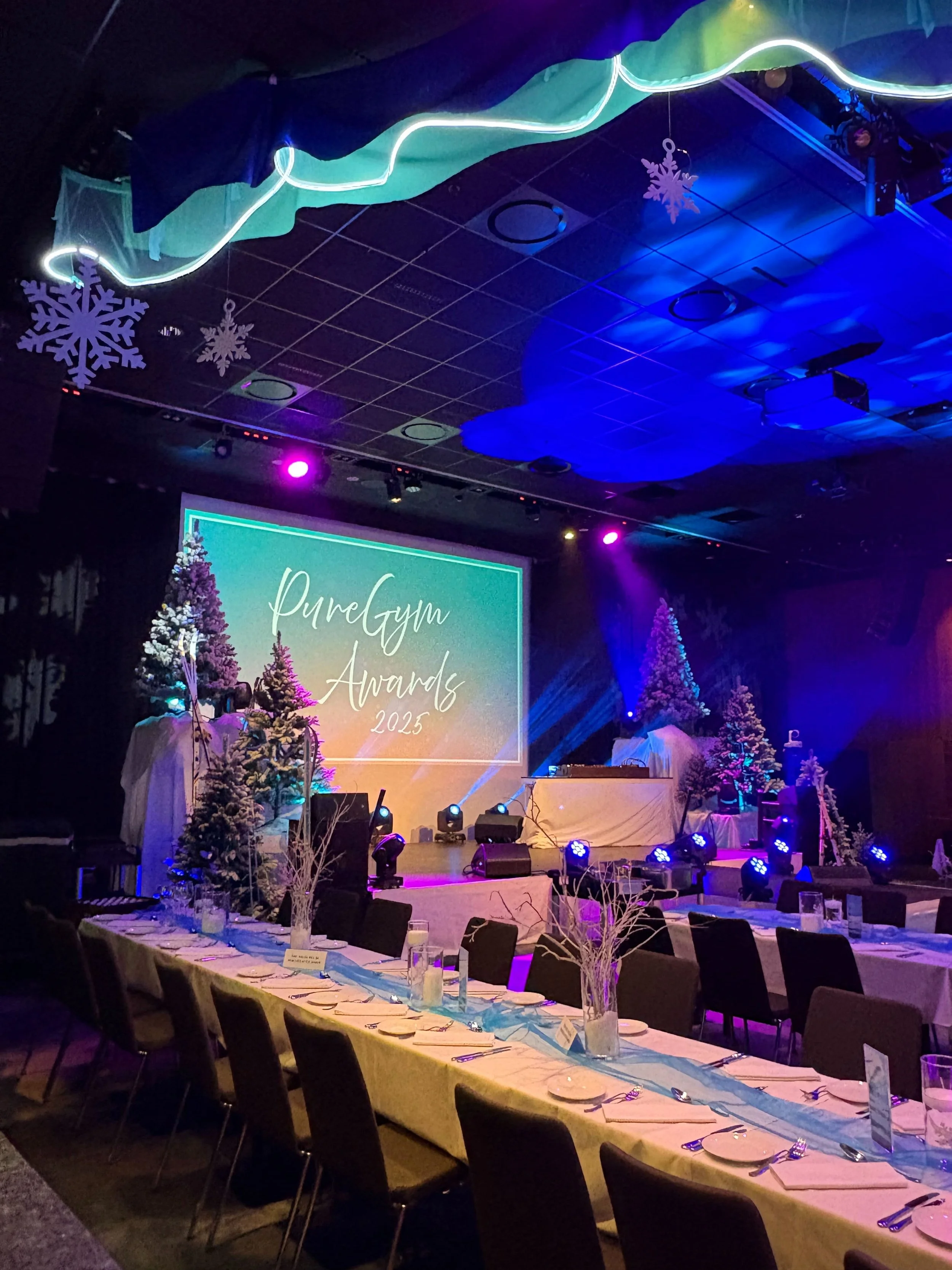 Nordlys-temadekoration til PureGyms awardshow.