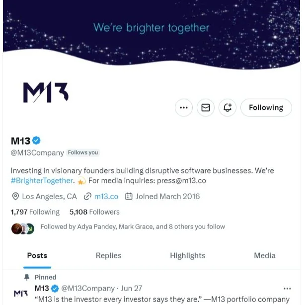 M13 Twitter