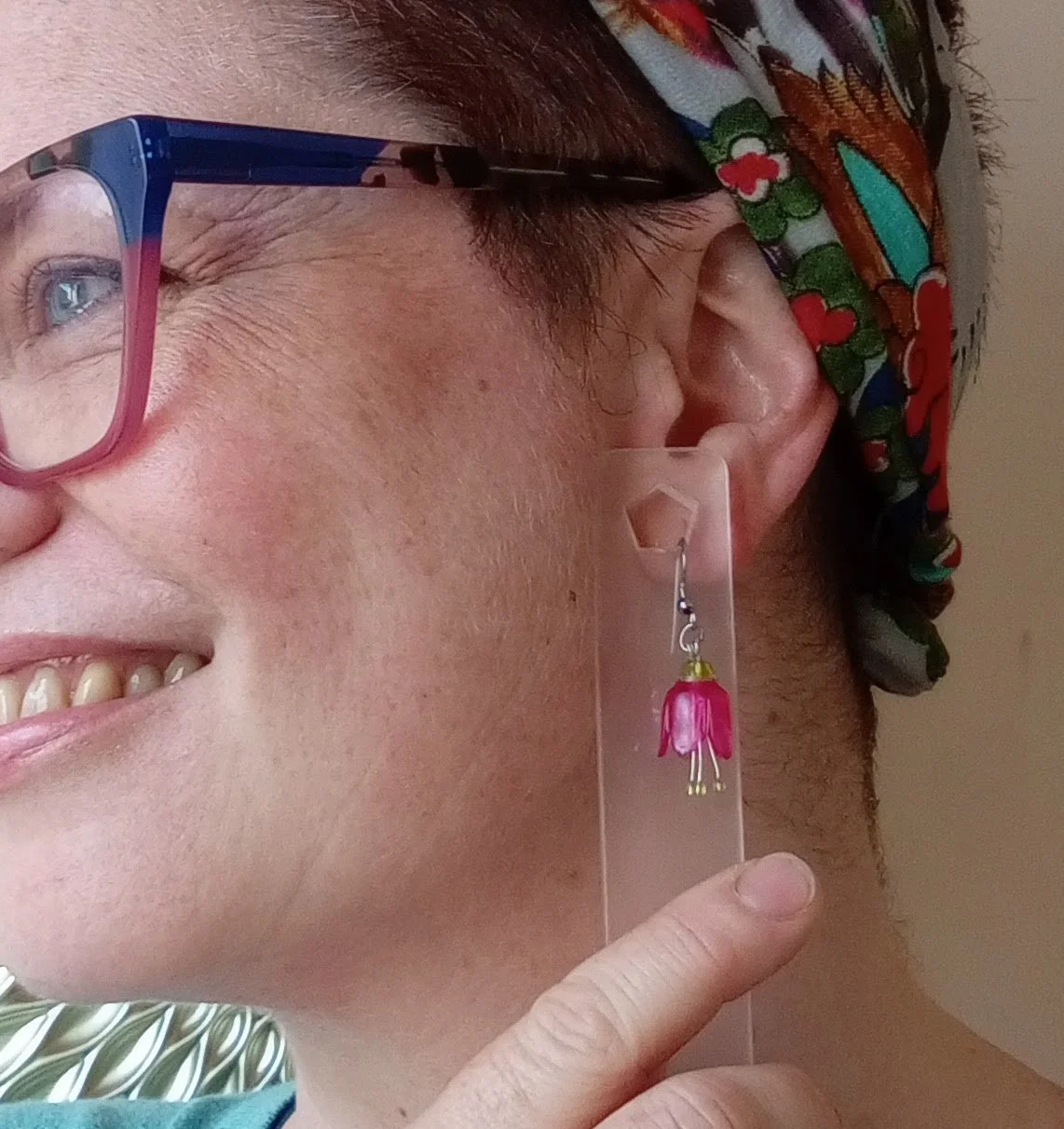 Bell Flower Earrings Magenta Size.jpg