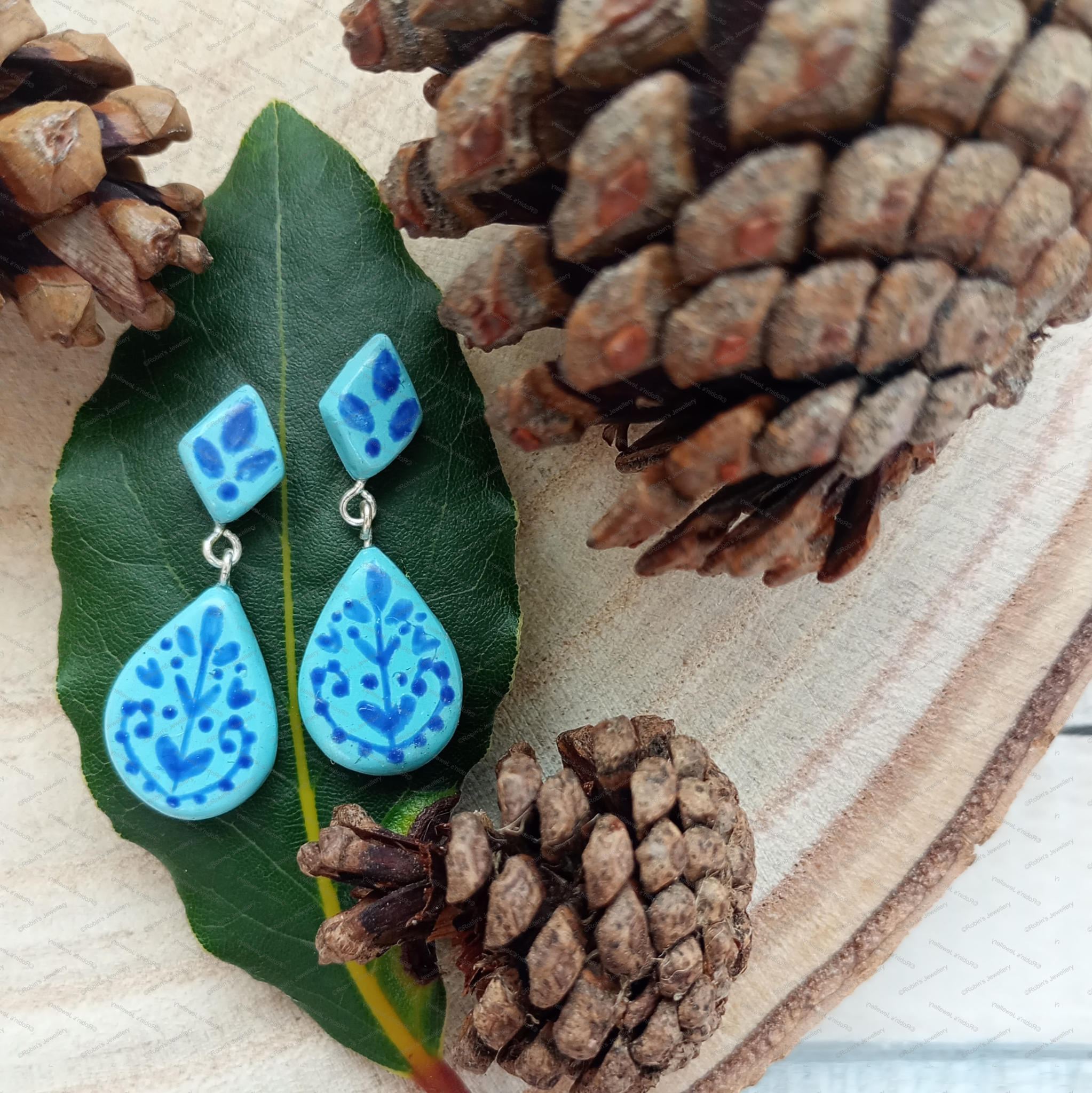 Nordic Teardrop Earrings in Turquoise
