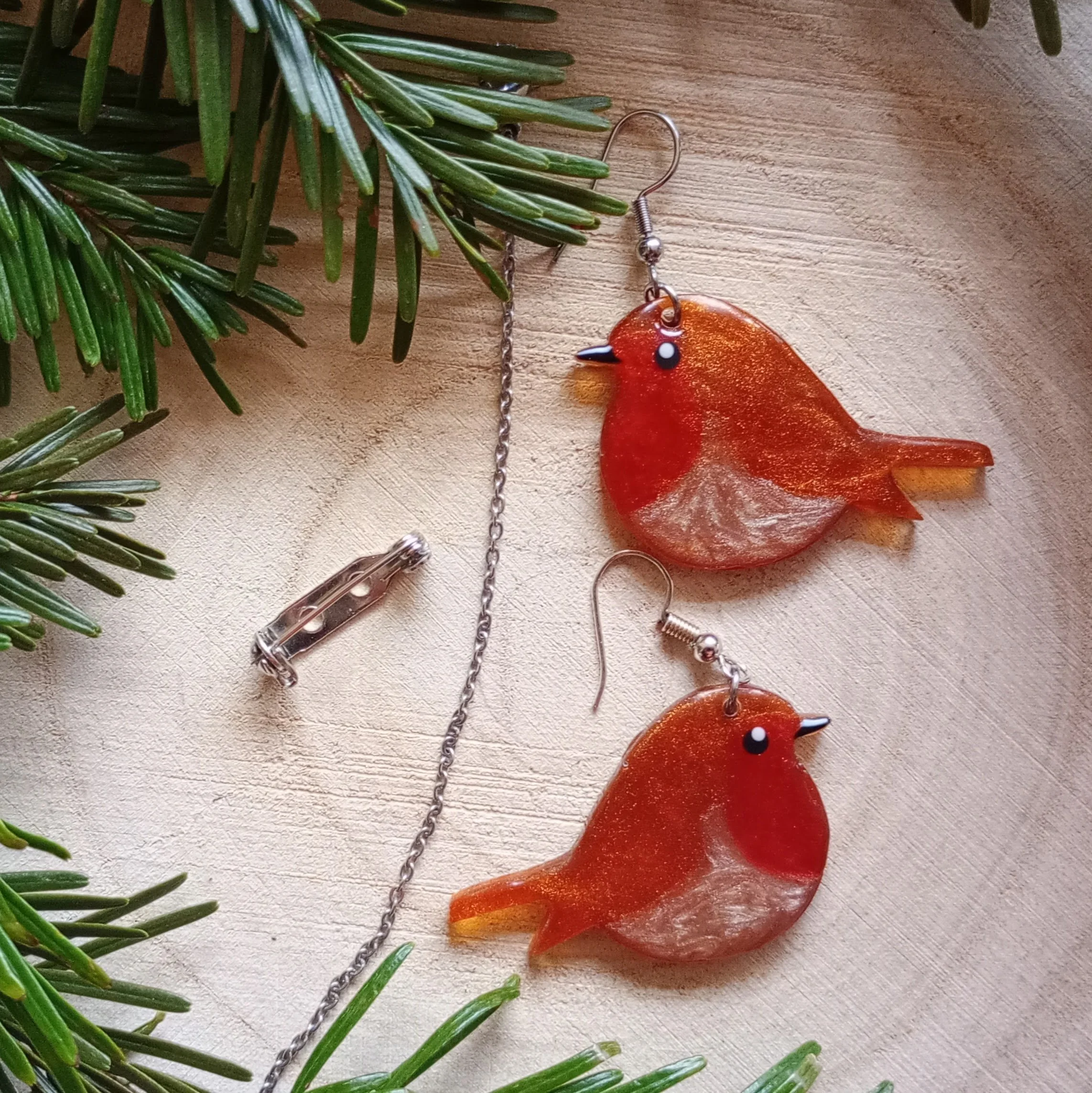 Large Robin Earrings, chanin and brooch back.jpg