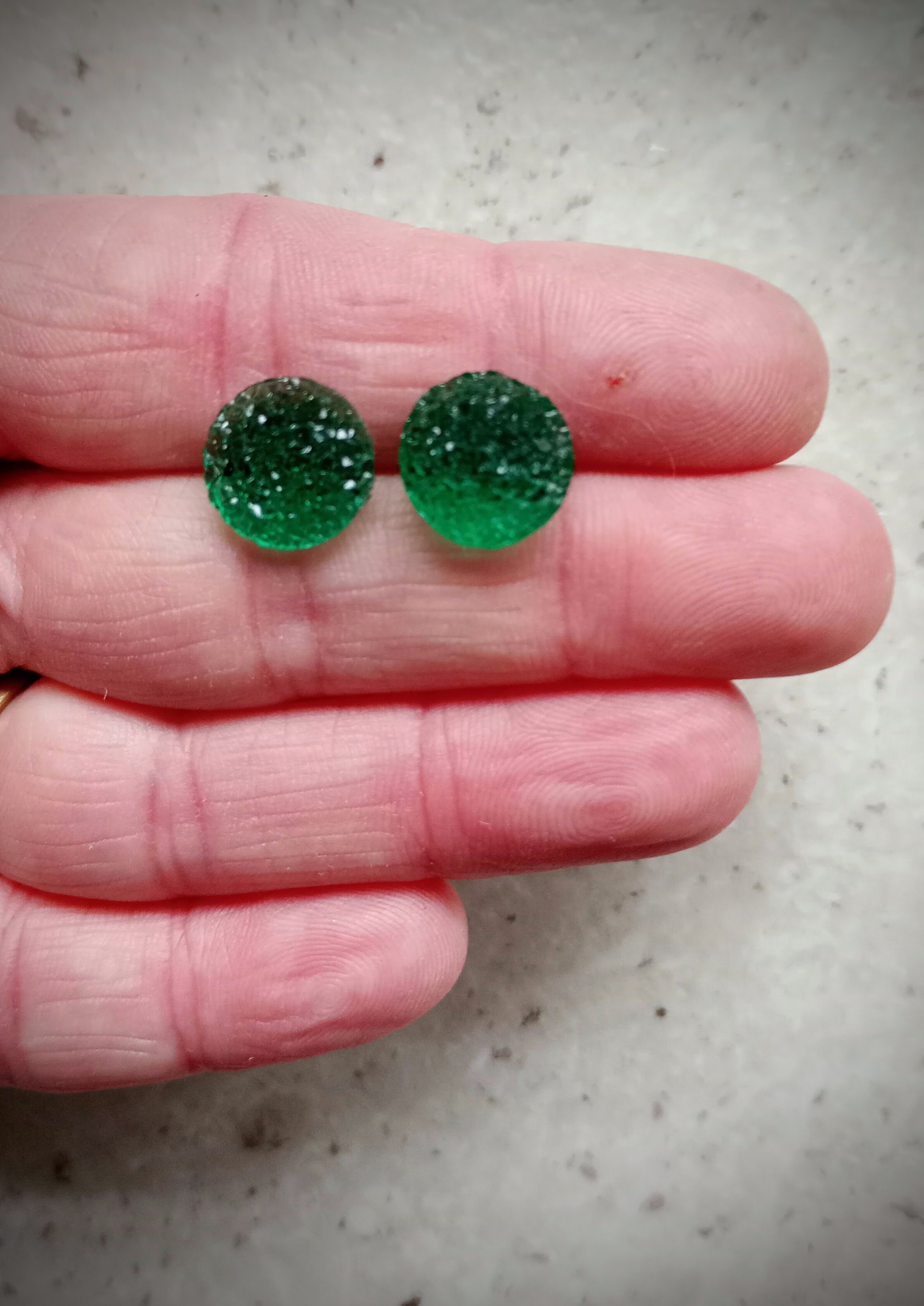 Druzy Green Circle Stud Earrings Size.jpg
