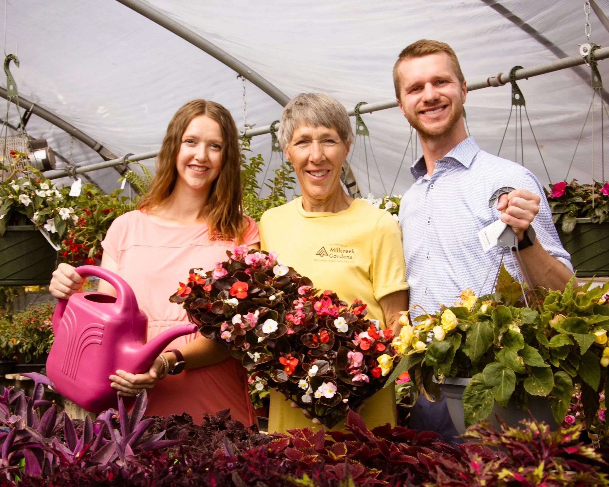 LaRene Bautner with her family inside Millcreek Gardens nursery in Millcreek Utah