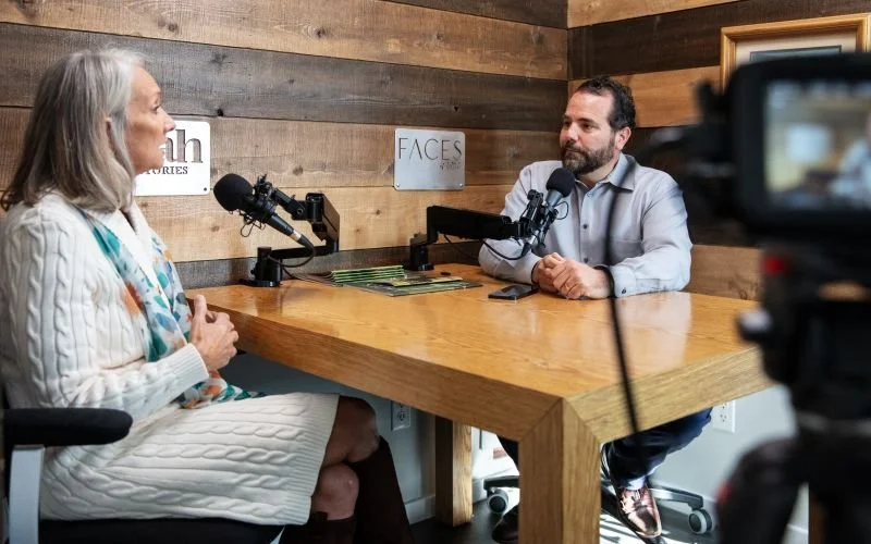 Carol Hollowell from Switchpoint discussing the problem of homelessness of senior citizens with FACES of Utah host, Richard Markosian.
