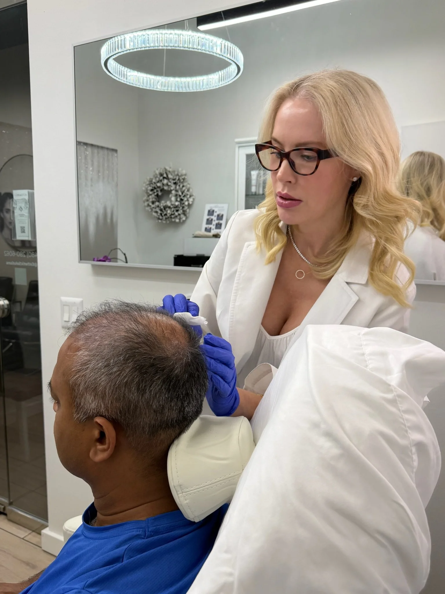 Client Receiving PDGF Injections for Hair Restoration