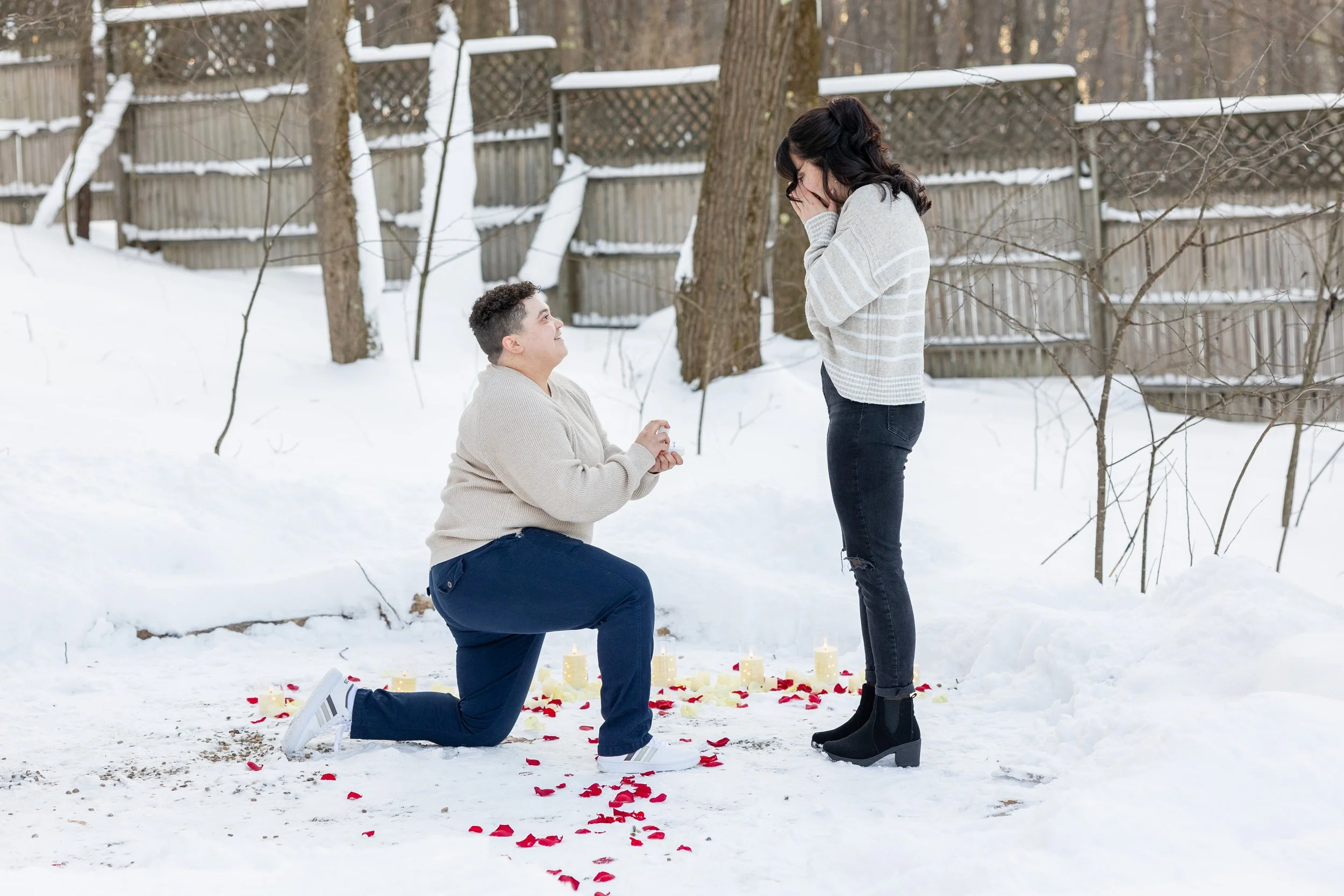 A Snowy Deep Creek Proposal &amp; Engagement Ring from South Hills Jewelers❄️💍