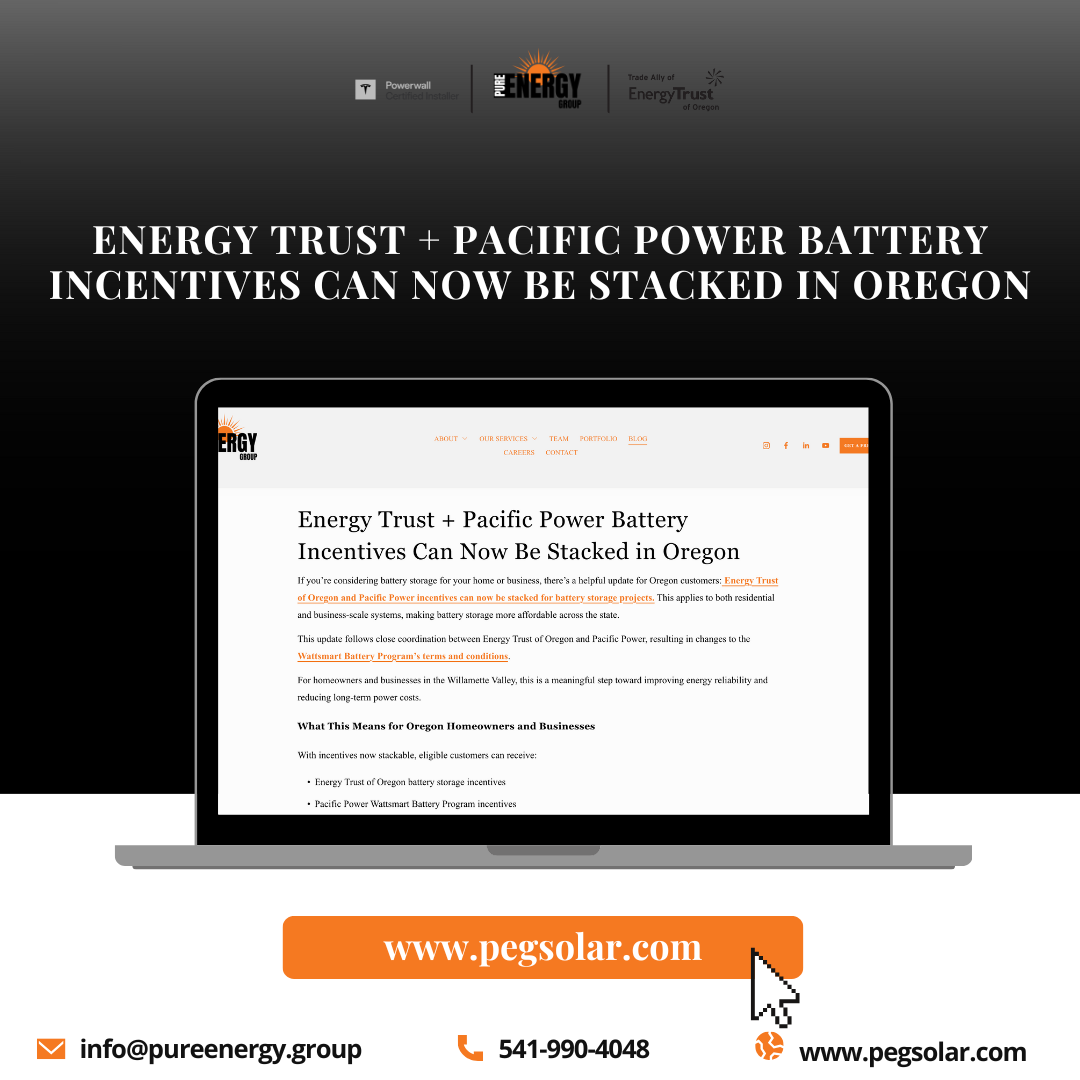 Energy Trust + Pacific Power Battery Incentives Can Now Be Stacked in Oregon