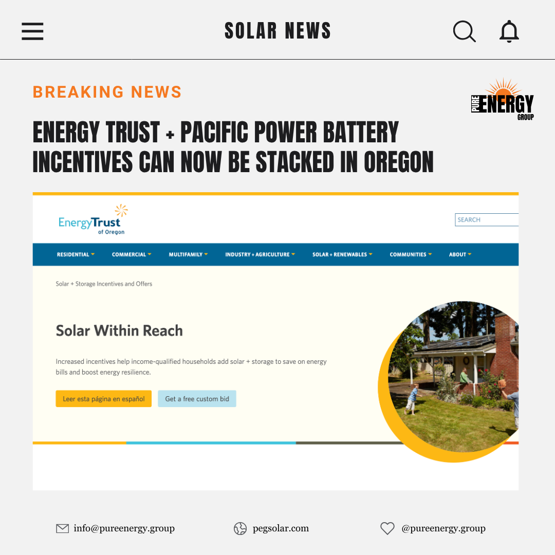 Energy Trust + Pacific Power Battery Incentives Can Now Be Stacked in Oregon