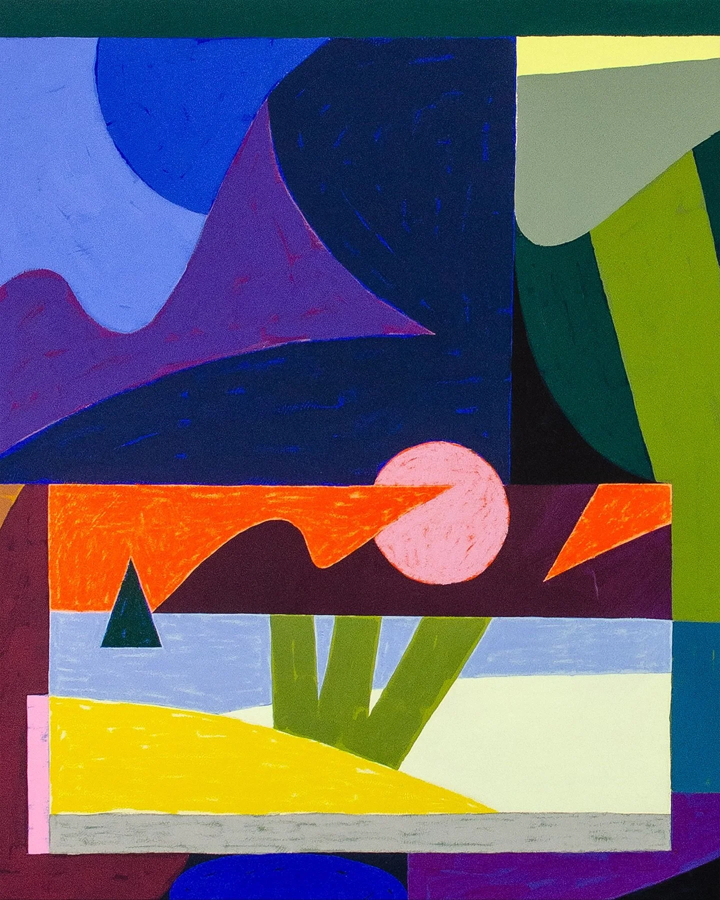 🌅 
On attend qu&rsquo;il se couche ? 
Acrylique et pastel &agrave; l&rsquo;huile sur toile
130 x 89 cm

Retranscrire cet instant o&ugrave; rien ne presse,
o&ugrave; l&rsquo;on choisit de prolonger un peu la plage,
sachant que le spectacle &agrave; v