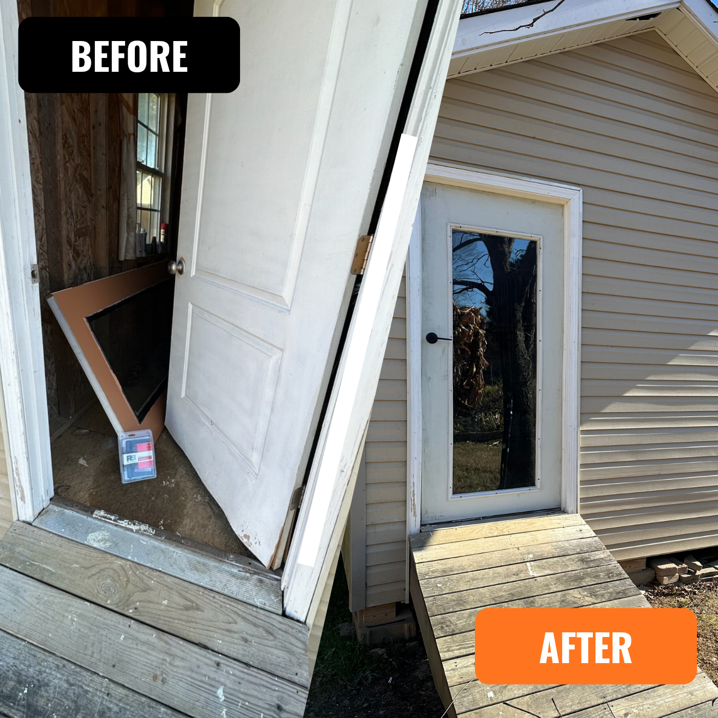 shed door installation, rbnb repair, front door installation, trim installation
