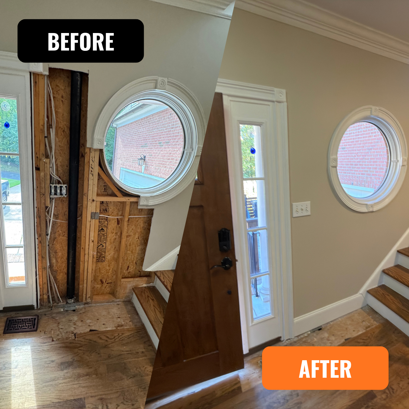 water damage repair, insulation, trim installation, window trim installation, wall repair, window repair, sheetrock, painting