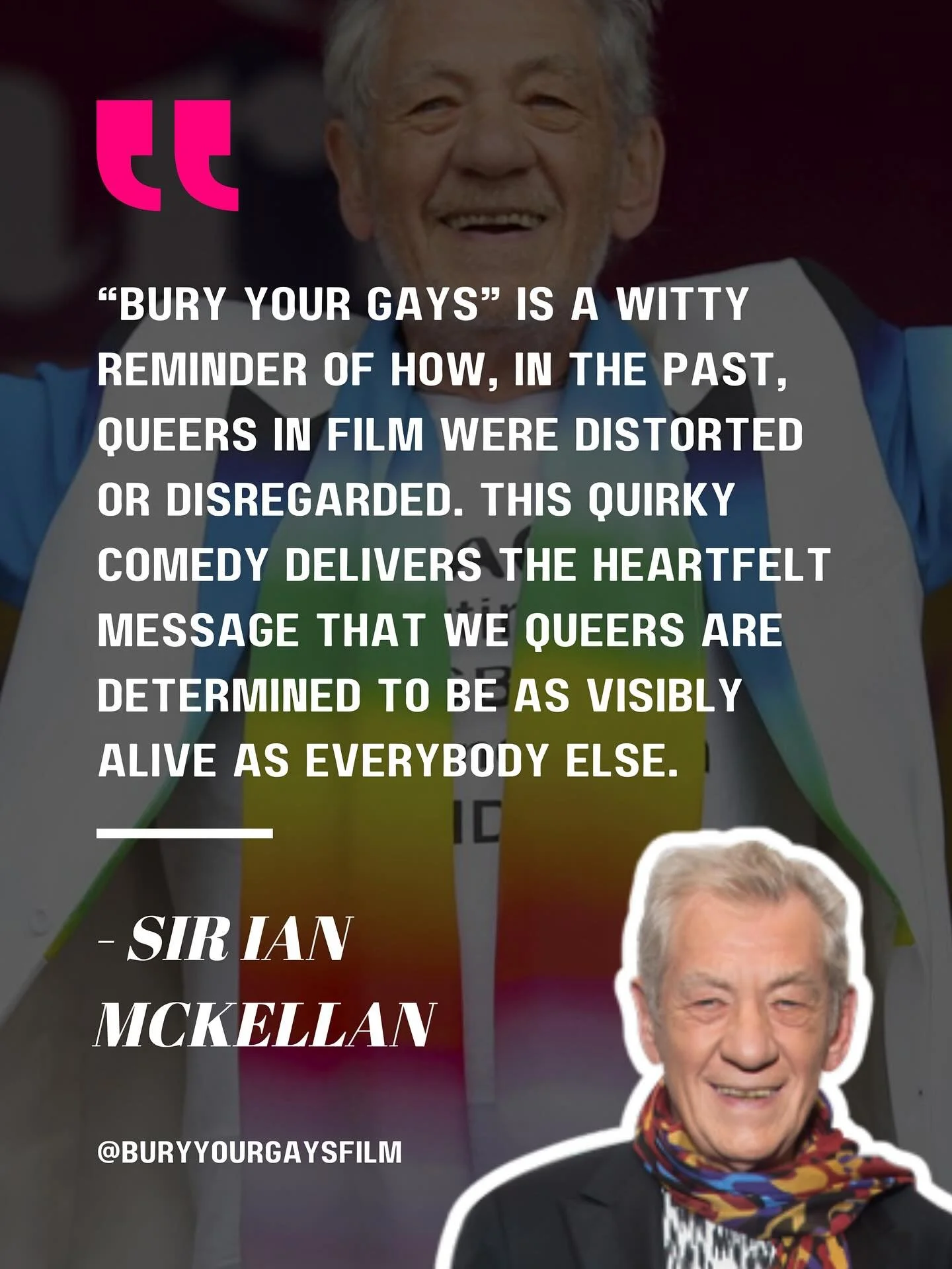Grateful beyond words for Sir Ian McKellen&rsquo;s generous response to our film. His voice has long opened doors for our community &mdash; to have his support now feels incredibly full circle @ianmckellen 

#buryyourgays #sirianmckellen #ianmckellen