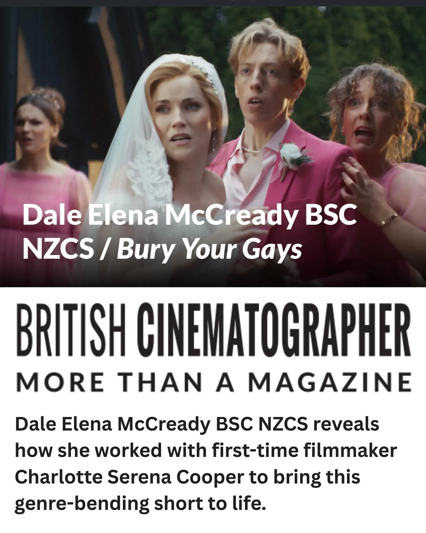 What a joy to see Bury Your Gays featured in British Cinematographer 💫

This film was my debut as a director, and I couldn&rsquo;t have asked for a better collaborator than Dale Elena McCready BSC NZCS, who brought so much vision and artistry to the