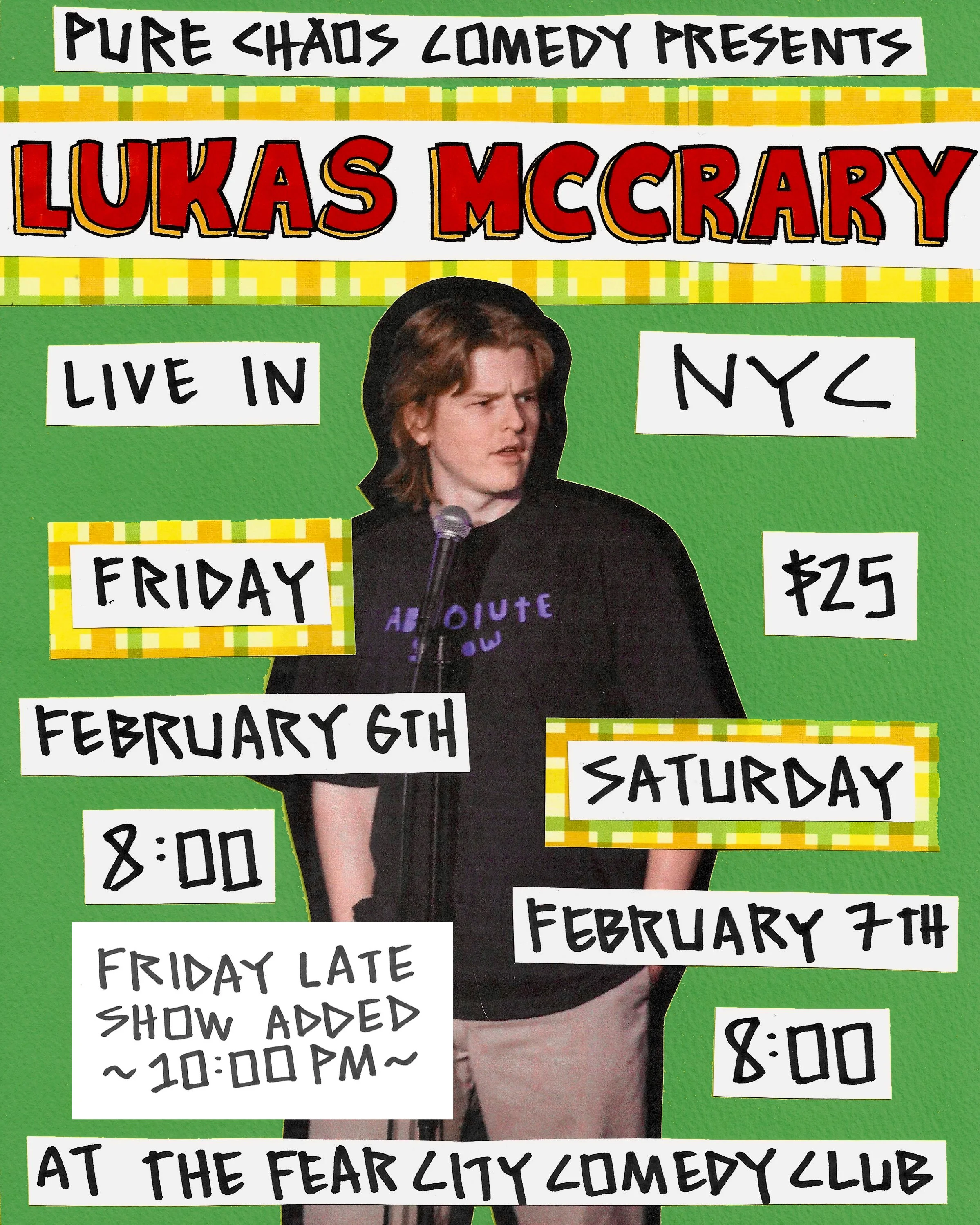 PURE CHAOS COMEDY PRESENTS: LUKAS McCRARY - Live in NYC at THE FEAR CITY COMEDY CLUB - Late Show!