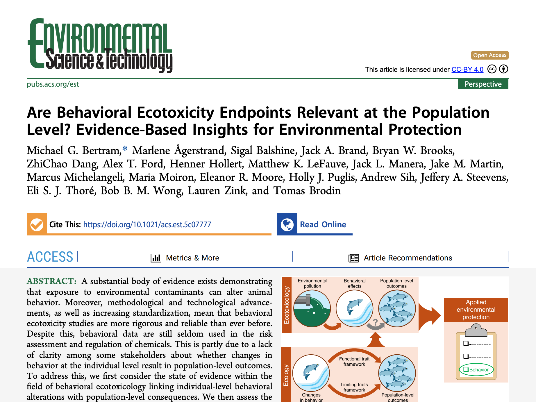 Population relevance paper in ES&amp;T