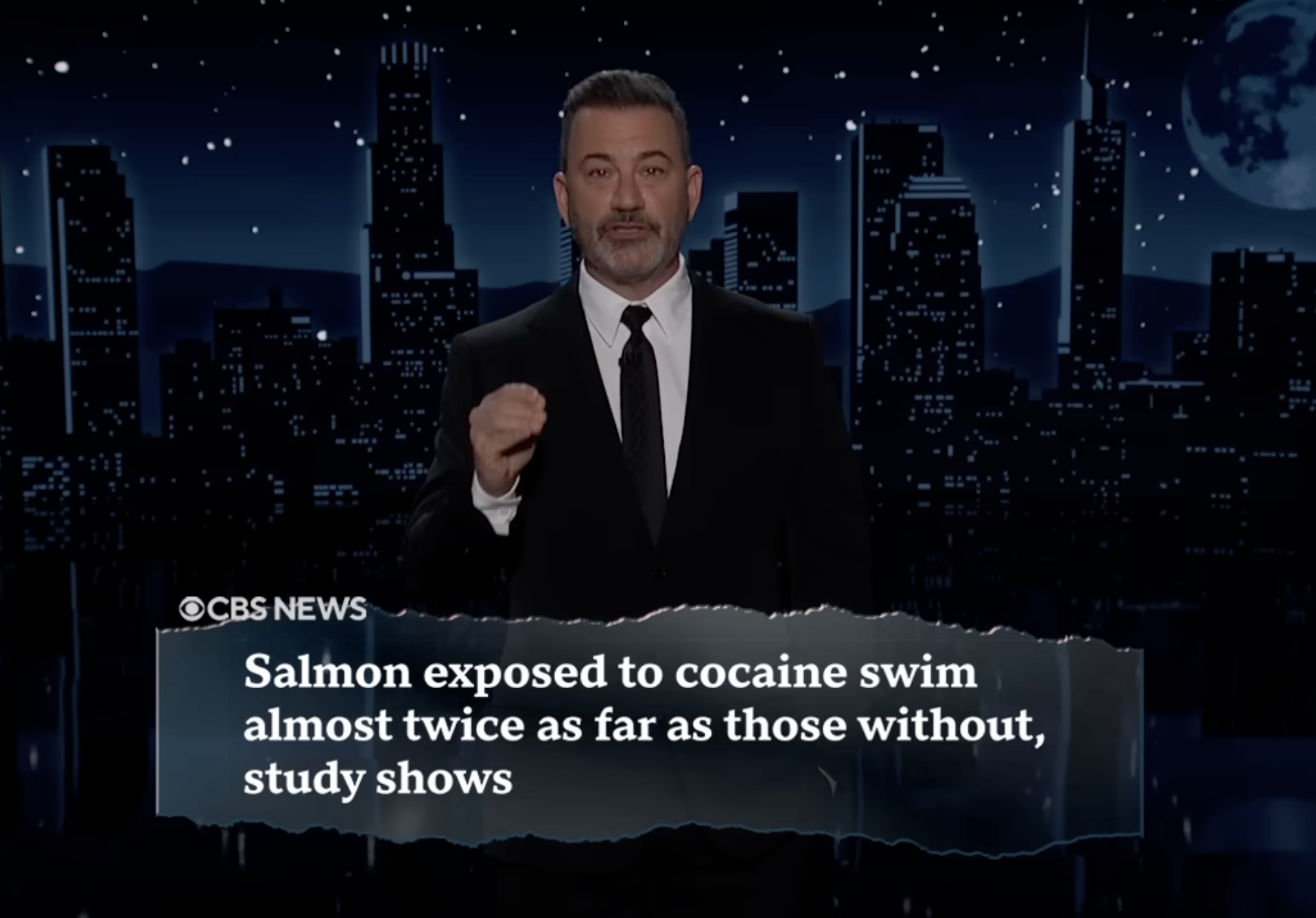 Salmon exposed to cocaine swim twice as far Jimmy Kimmel discusses our study in Current Biology showing impacts of cocaine pollution on salmon populations (Brand et al. 2026). Coverage starts at 0:30.