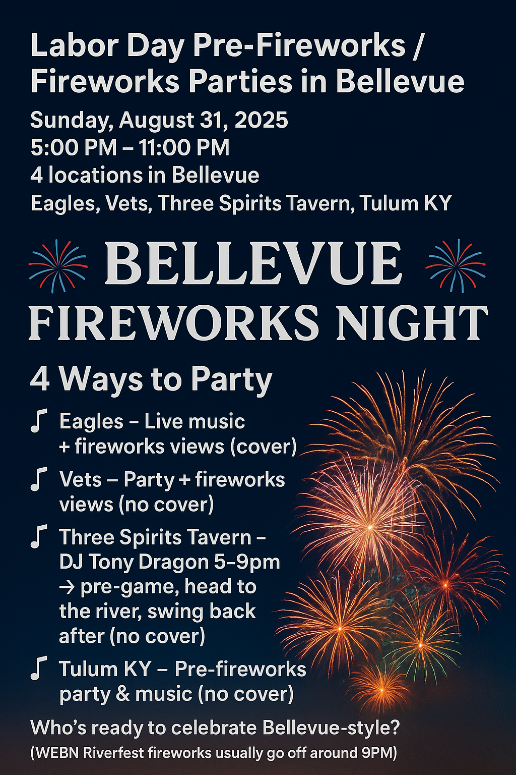 Labor Day Pre-Fireworks/Fireworks Parties in Bellevue