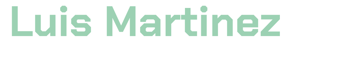 Business card with name Luis Martinez, Junior Level Designer, displayed on a black background.