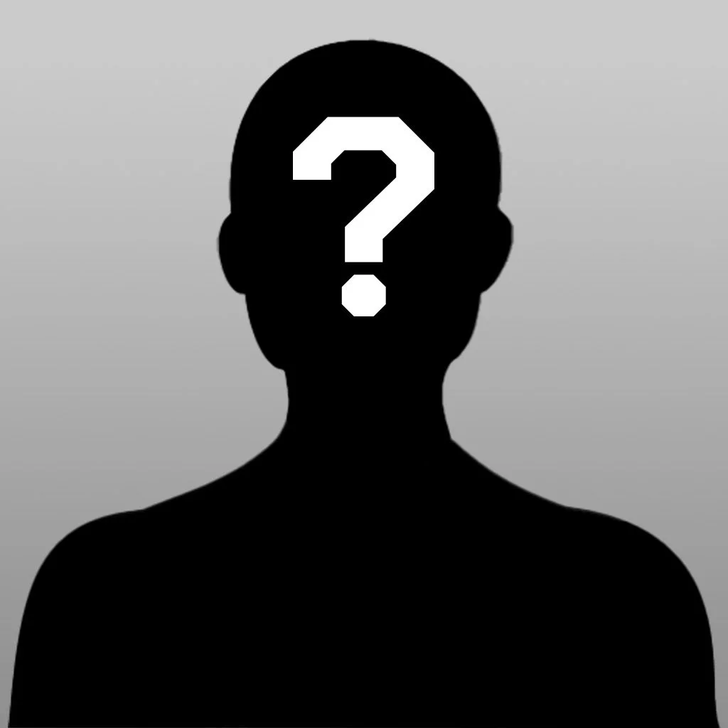 Silhouette of a person with a large white question mark on their face, set against a gray background.
