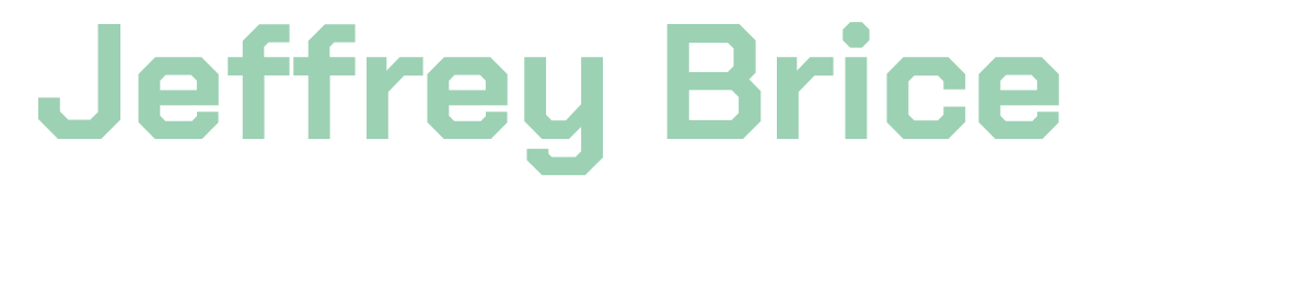 Business card with the name 'Jeffrey Brice' and title 'Audio Engineer' on a black background.