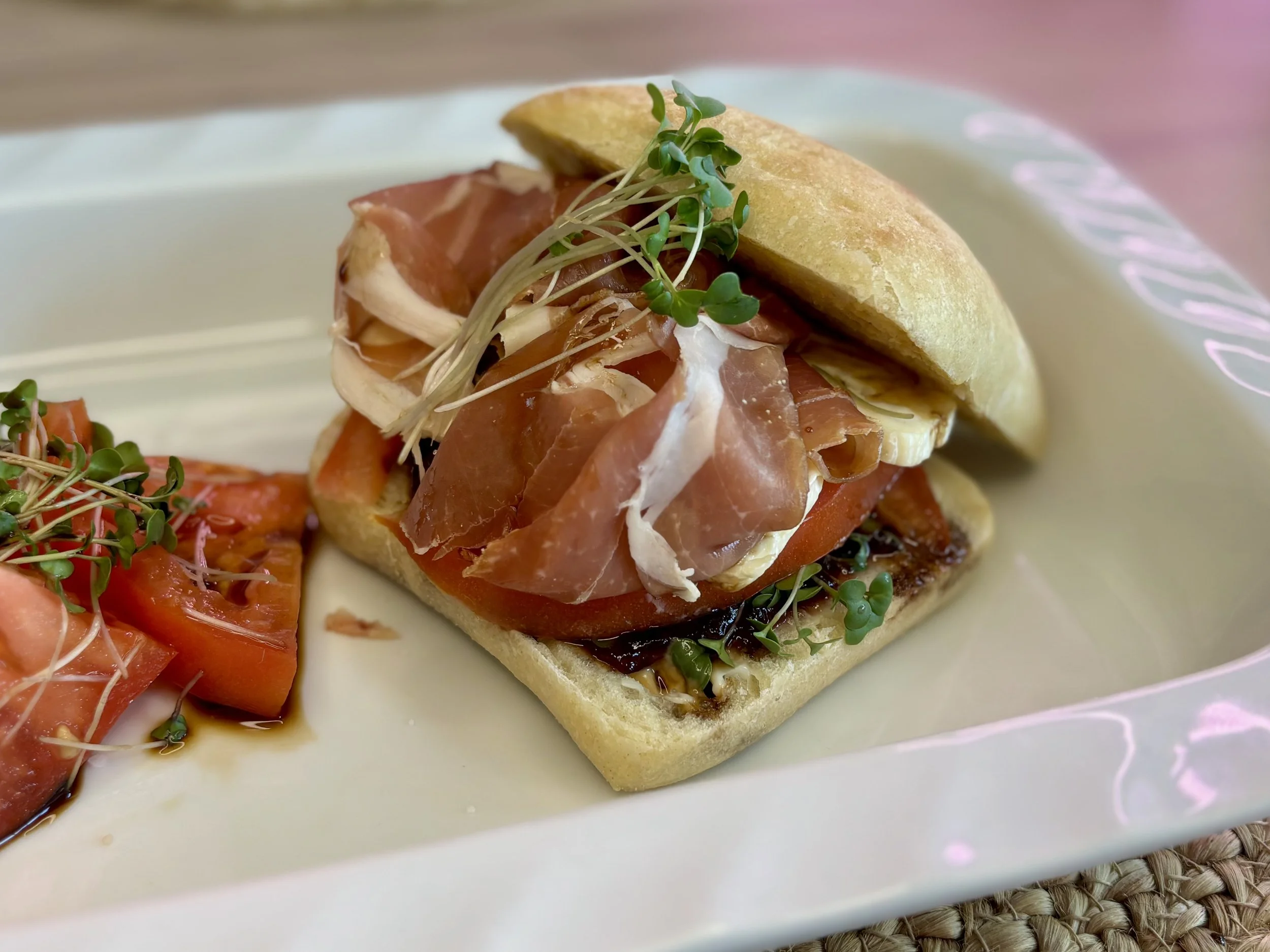 Prosciutto Brie Sandwich with Broccoli Microgreens