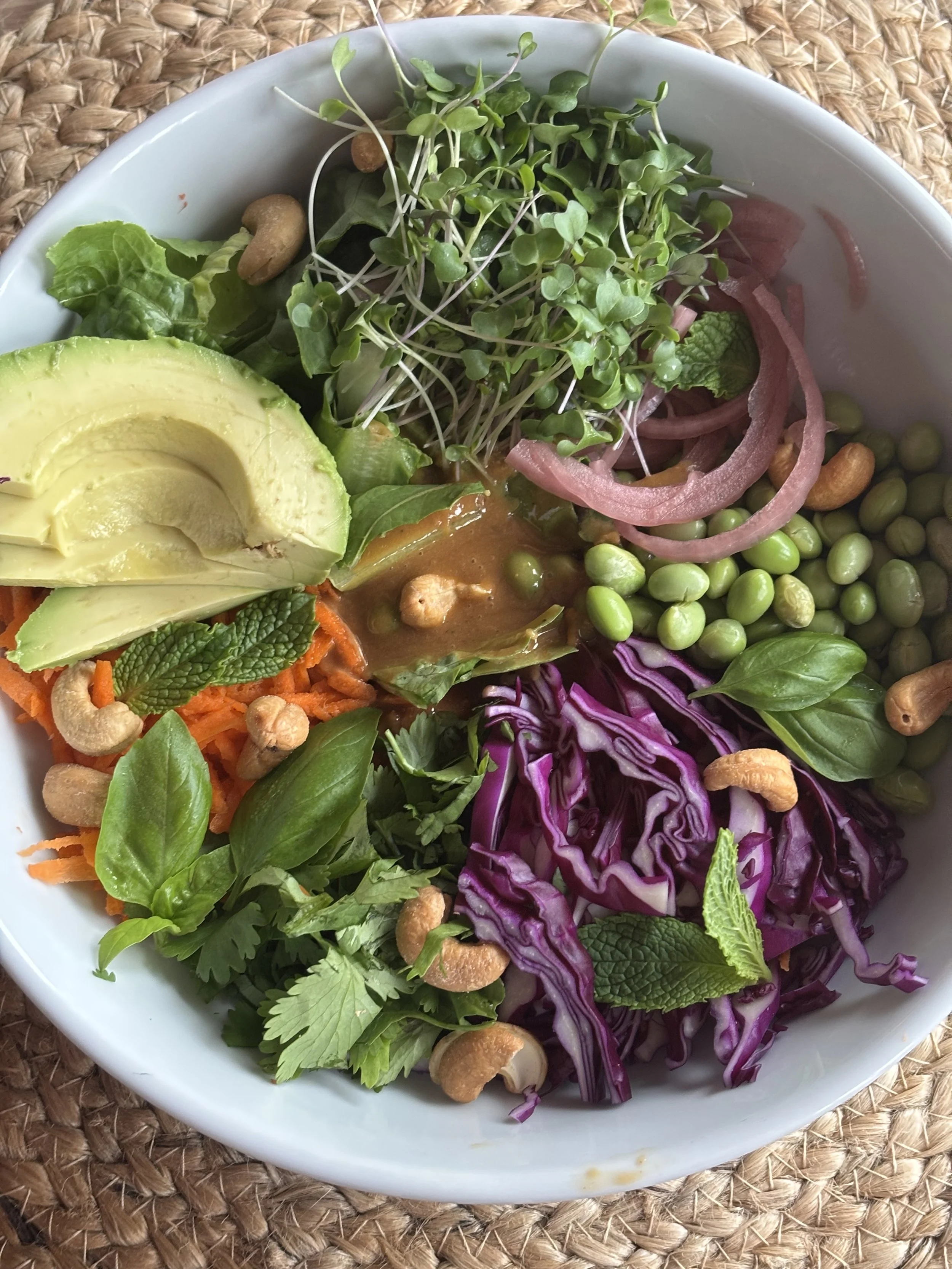 Veggie Chop Salad with Spicy Thai Peanut Dressing