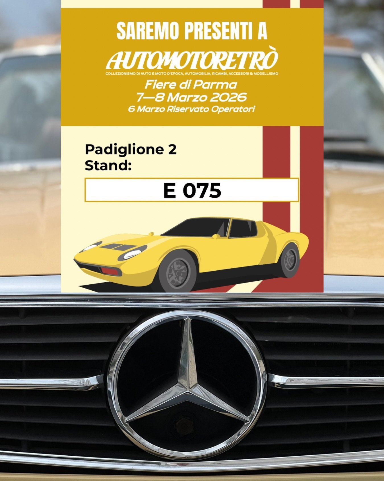 🏁Passa allo stand per ammirare l&rsquo;unica Mercedes 450 SL Manila Beige presente oggi in tutta Italia &mdash; in esposizione esclusiva ad Automotoretr&ograve;, Fiere di Parma.

📍 Padiglione 2, Stand E075 &mdash; accanto al bar

#AvantiImports #Au