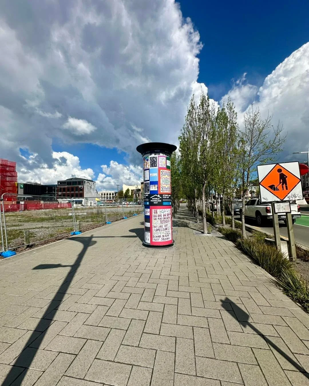 World Homeless Day artwork on bollard on Manchester Street thanks Phantom Billstickers 
Housing First Ōtautahi Christchurch City Libraries Watch This Space christchurchcitymission
