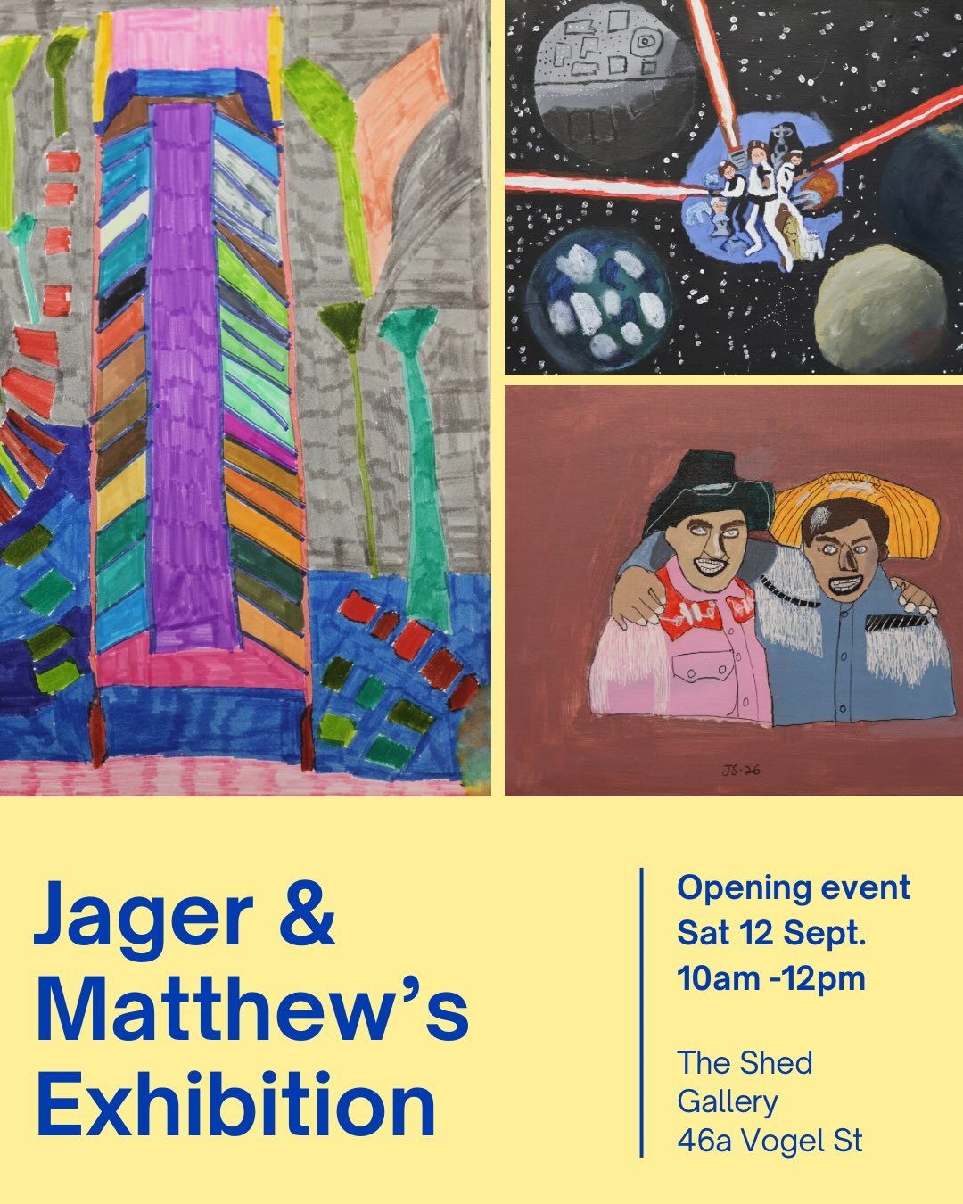 Join us at The Shed Gallery to celebrate artists Jager Sowman and Matthew Swaffield and the opening of their vibrant shared exhibition. Bringing two different artistic approaches together, this exhibition is a celebration of colour, creativity and th