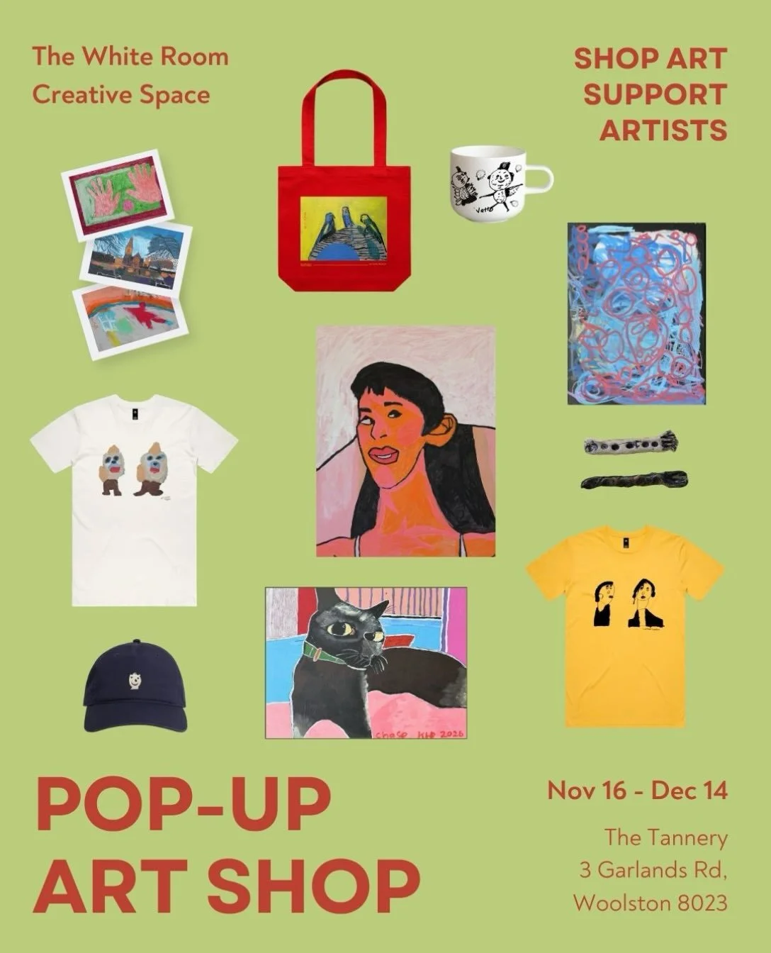 WE&rsquo;RE POPPING UP AT THE TANNERY AGAIN!&nbsp;

We&rsquo;re excited to be bringing The White Room back to The Tannery from 16 November &ndash; 13 December!&nbsp;

Our pop-up shop is our biggest fundraiser of the year, celebrating the creativity o