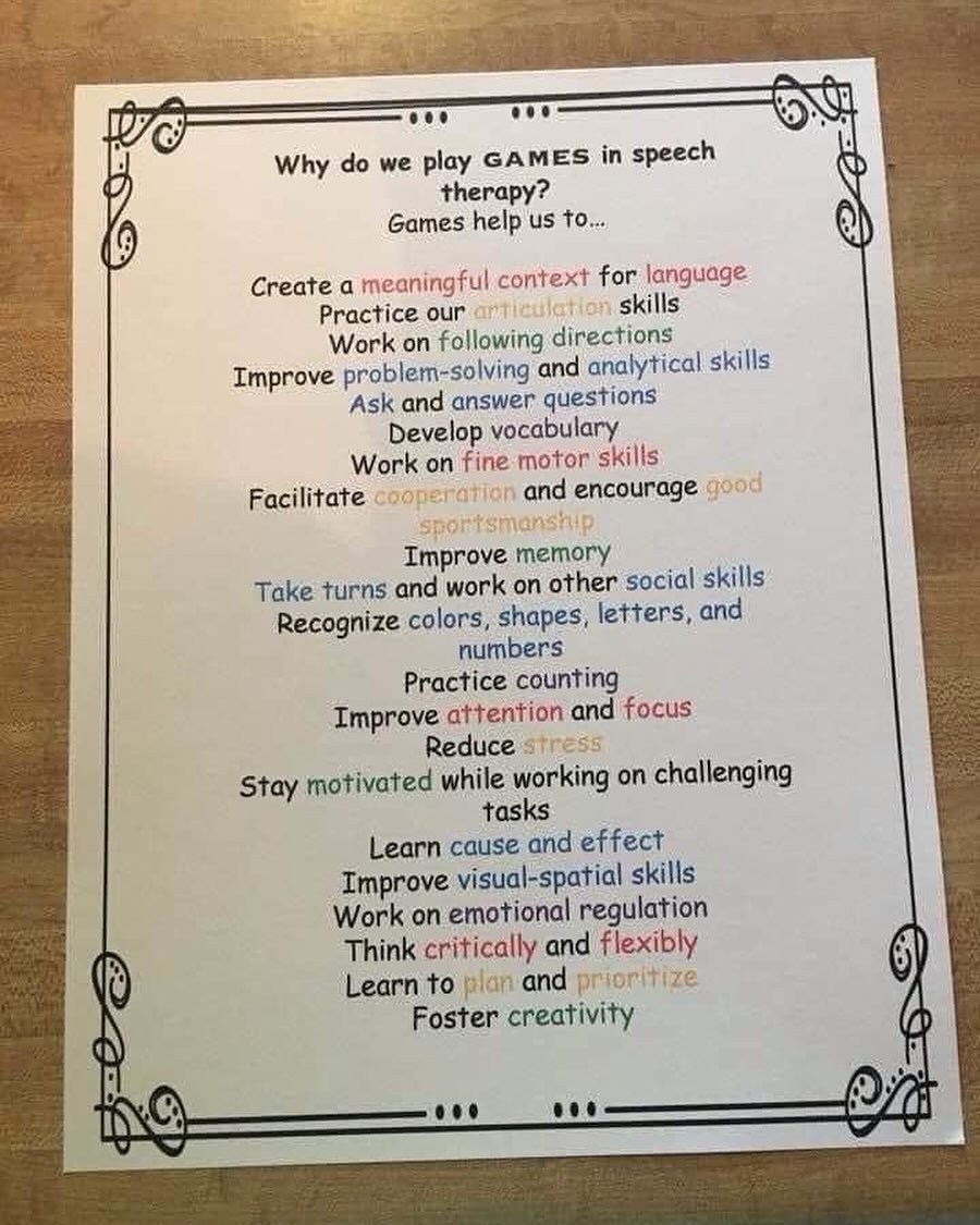 When you ask your child what they did in speech and they say &ldquo;We played games&rdquo;&hellip; here is why! I can help you find which games and functional activities will assist you with increasing speech and language development in your child. C