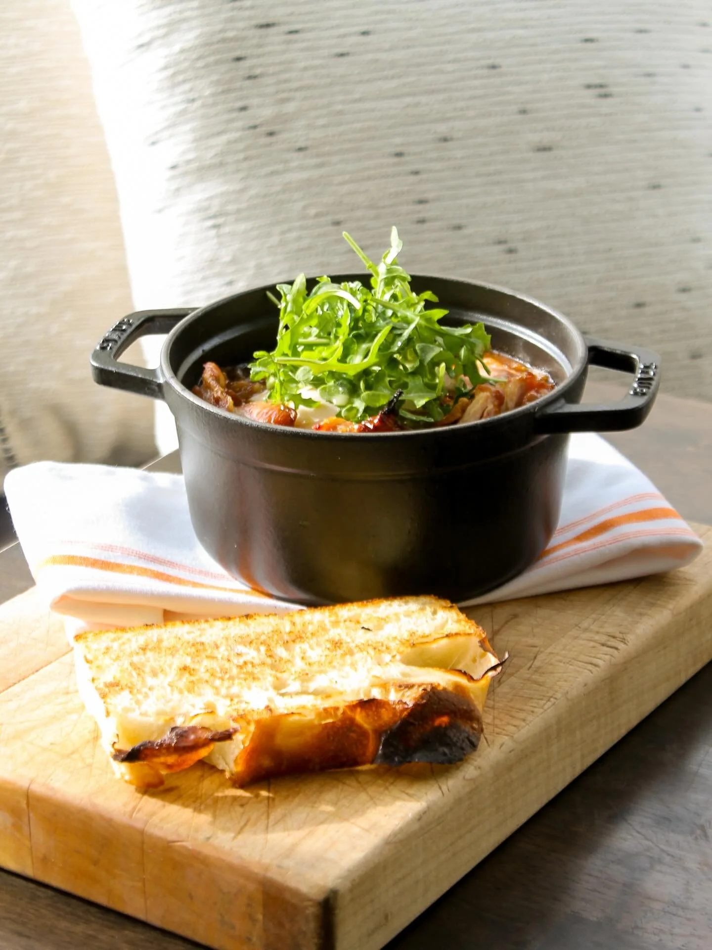 Wanna warm up? Come join us for our Cassoulet! Bacon lardons, butter beans, rich tomato sauce, smoked chicken, poached eggs and a thick slab of focaccia to dip in it!! 

It&rsquo;s @chef_tony_tipping fave dish on the menu!! 

Have you had it before?