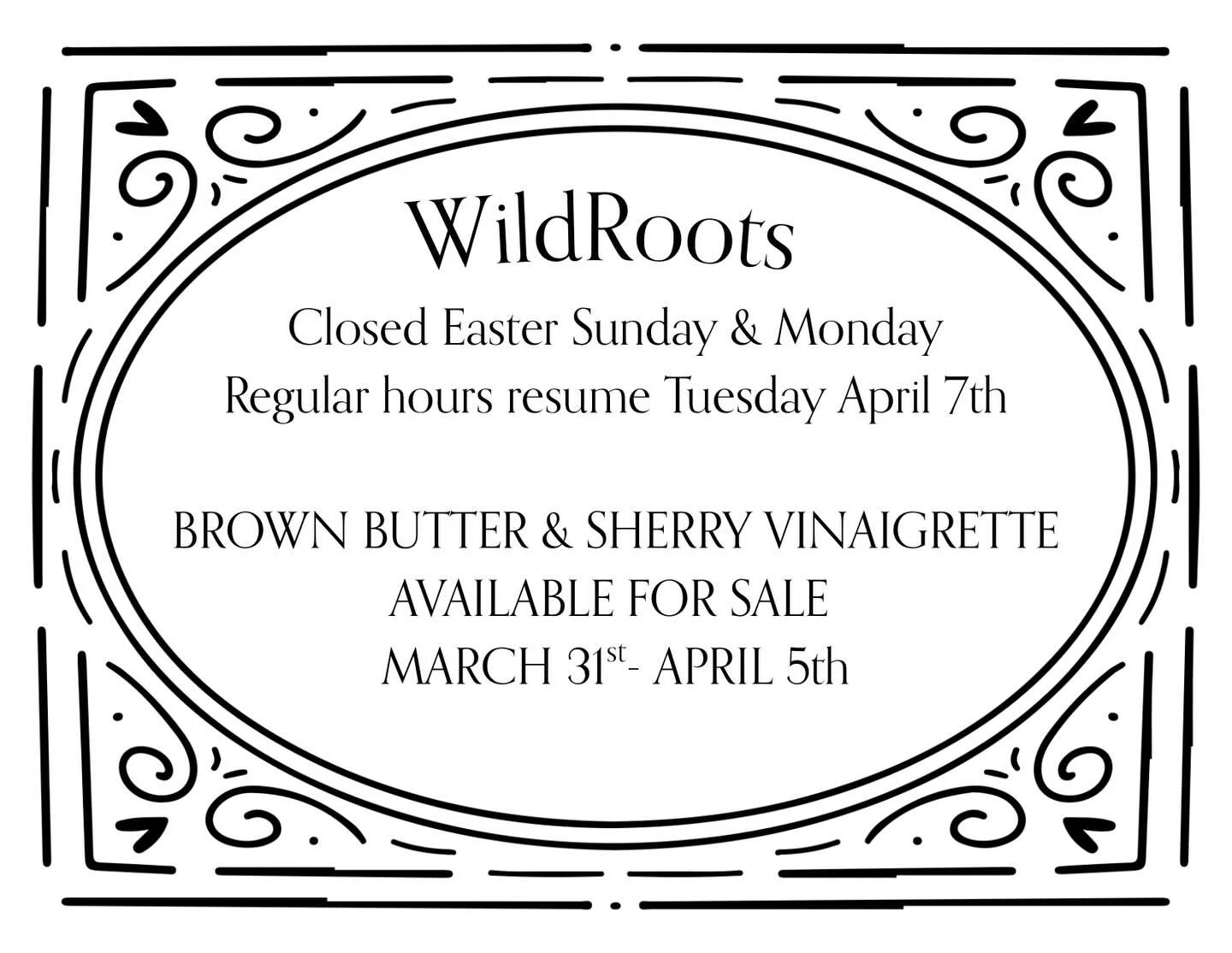 You&rsquo;ve asked for it so to make it up to you that we are closing on Sunday, we will be selling our brown butter and sherry vinaigrette! 

What are your family&rsquo;s Easter Traditions? 

One year we did an Easter egg hunt but with Jelly shots b
