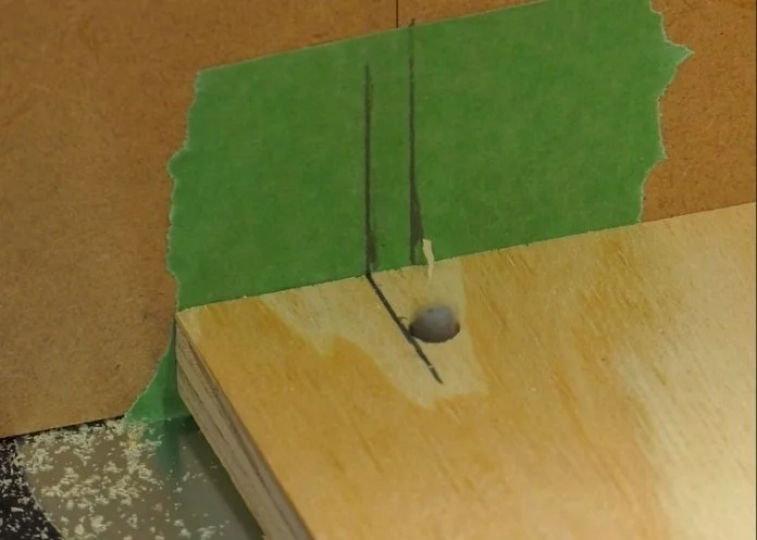 using the tape method as outline in the previous picture, doing the first cut on a router table