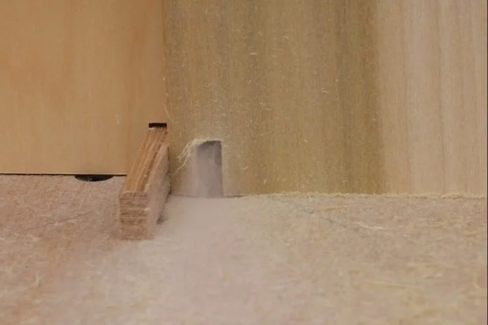 first box joint cut where the piece is butted up to the indexing pin