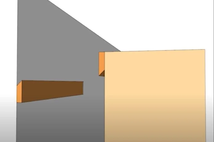 a digital rendering of how a french cleat works.