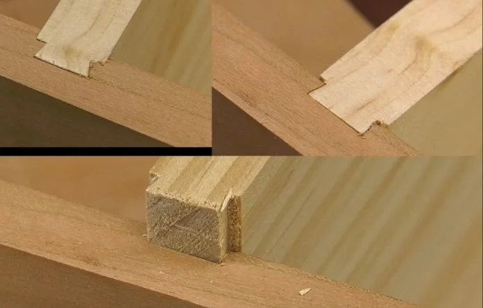3 different angles of a sliding dovetail joint
