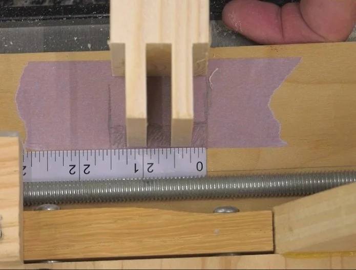 a picture showing how the incremental tenon jig makes cutting more complicated joinery, like a double tenon, can be done with ease and accuracy