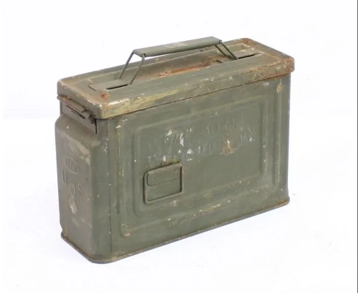 World War 2 ammunition box on a white background