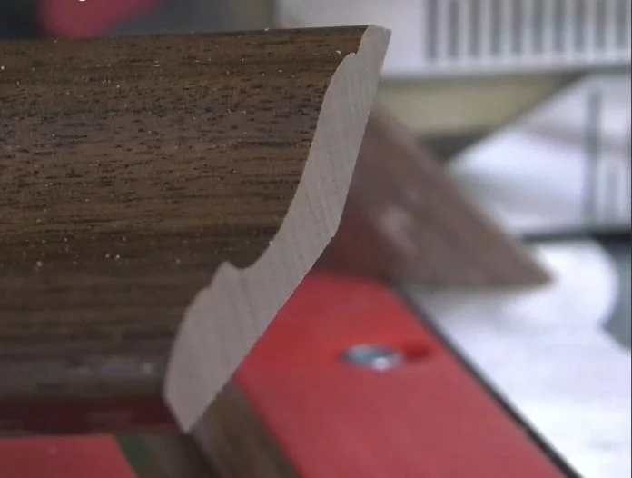 a crisp cut piece of molding done on a miter saw