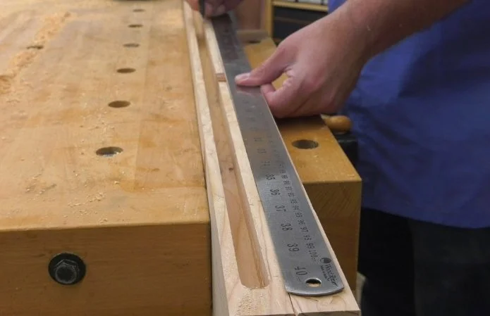 marking mortises on both breadboard ends using a ruler