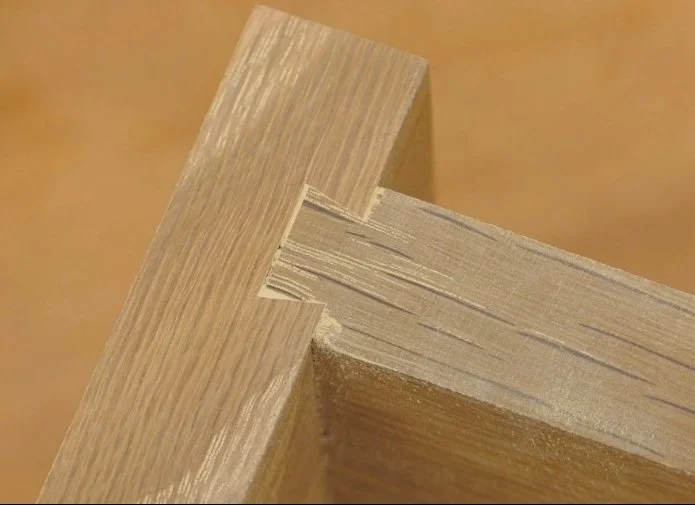 close up of one end of a tapered dovetail joint