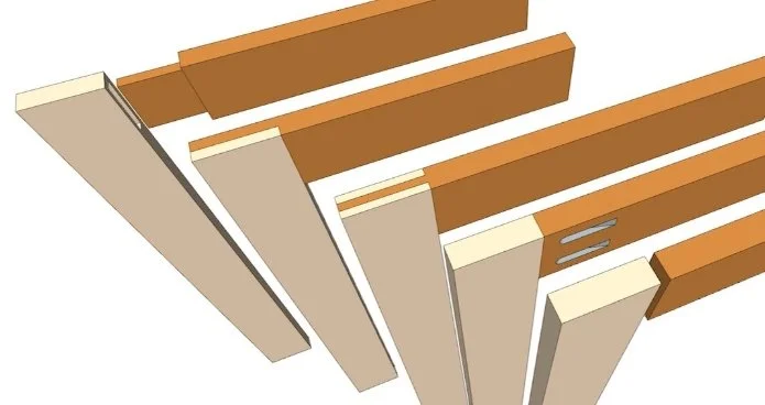 a digital rendering of these different types of joints: mortise and tenon, lap, bridle, pocket screws, butt