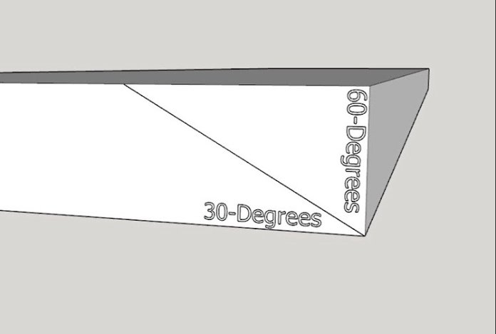 calculating an acute bevel angle using a larger angle