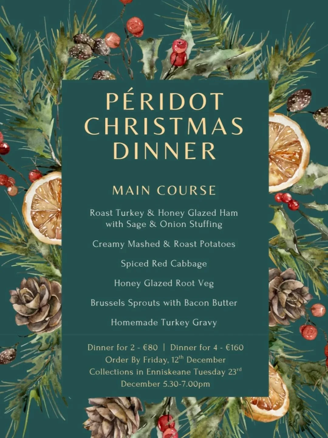 🎄🎄🎄 P&Eacute;RIDOT CHRISTMAS DINNER 🎄🎄🎄

Have a gourmet Christmas Dinner at home without the hassle of cooking.....just heat it in the oven and enjoy your day 🎅

Our book is now open for Christmas Dinner orders up to the 12th December.

☎️ Cal
