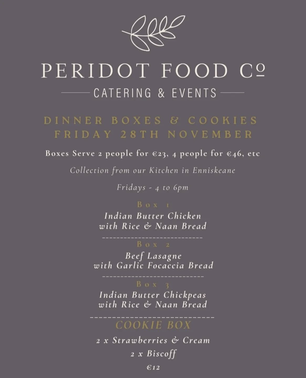 Friday just got delicious! 😍

Our Dinner Boxes &amp; Cookies for collection this Friday &mdash; the easiest, tastiest way to feed the family or treat yourself after a busy week.

☎️ Call or WhatsApp us on 083-1299446 to place your order before 6pm t