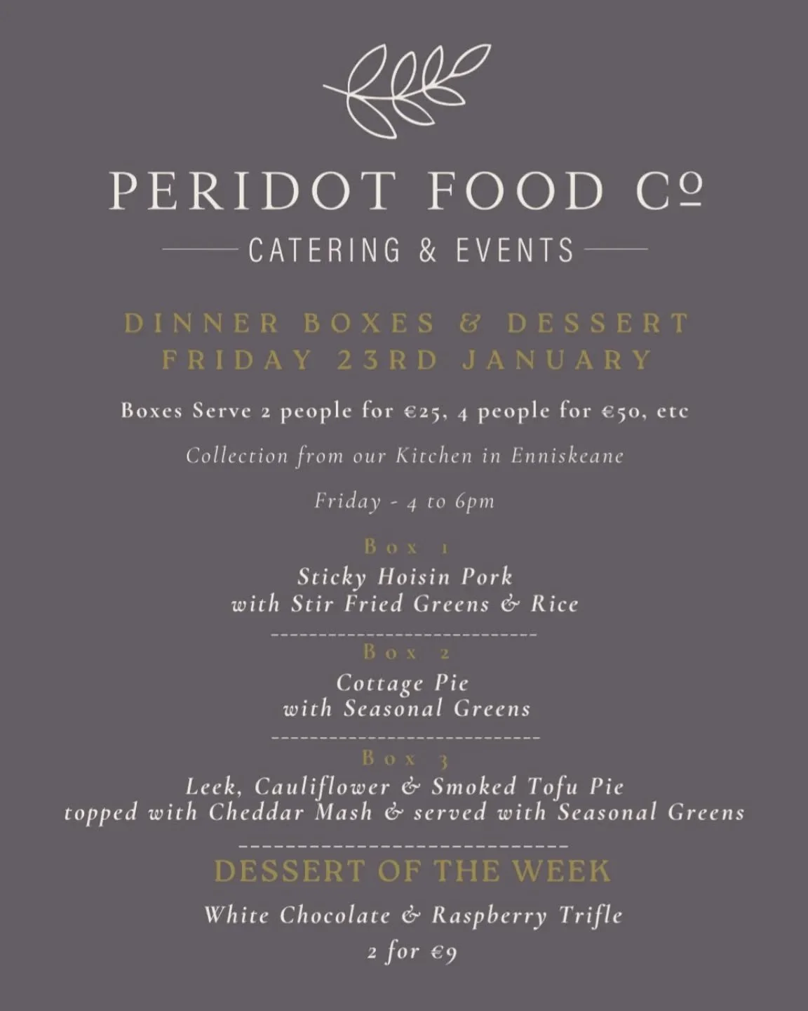 More new dishes this week to whet your appetite 😋 

☎️ Call or WhatsApp us on 083-1299446 to place your order before 6pm this Thursday please 

📍Collections from our kitchen in Enniskeane this Friday from 4-6pm